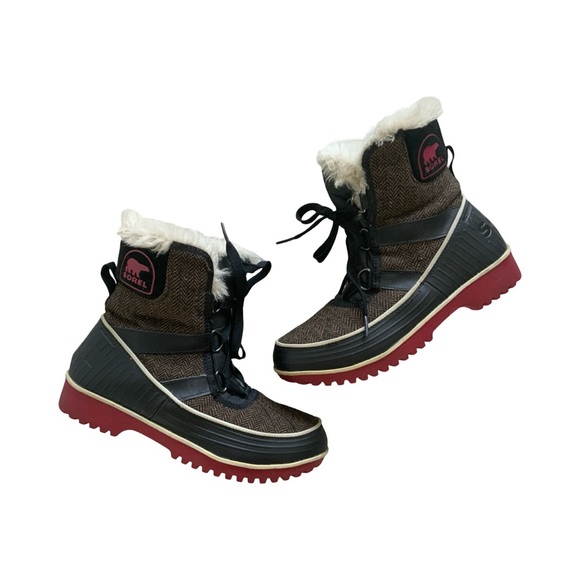Sorel Tivoli II Womens Brown Boots Herringbone Snow Winter Boots 6.5 - Picture 1 of 6
